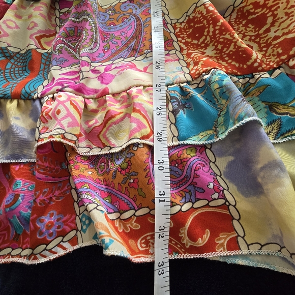 Tipsy Gipsy Colorful Patchwork Boho Tie-Front Mini Dress Size M - Picture 13 of 13